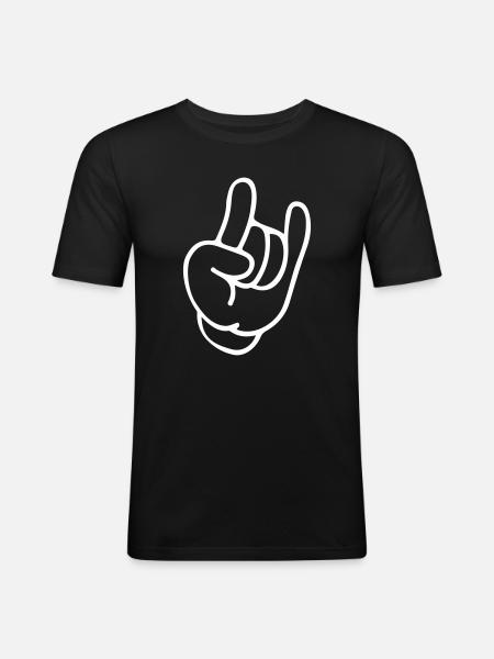 Rockhand Silhouette Motiv - Männer Slim Fit T-Shirt - Schwarz