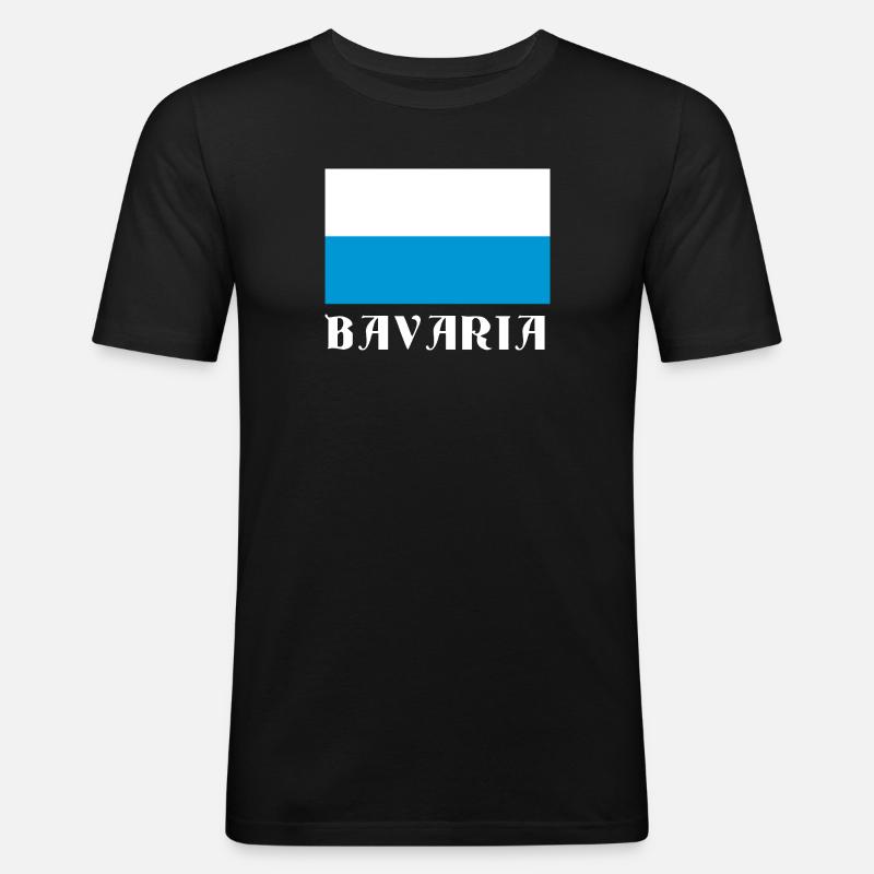 Bavaria Flagge mit gotischem Text - Männer Slim Fit T-Shirt - Schwarz