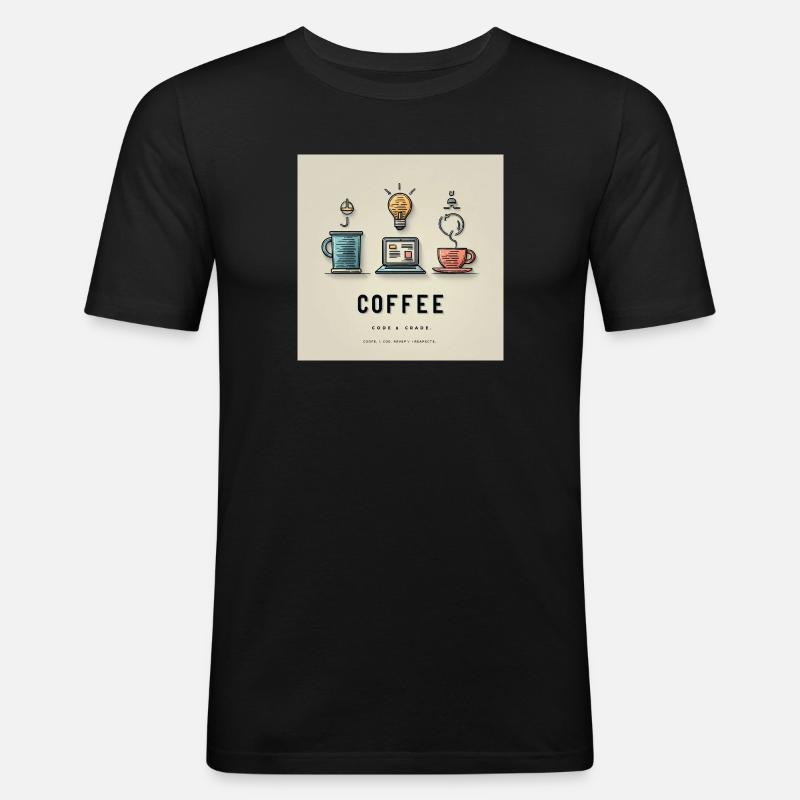 Kaffee Code Design - Männer Slim Fit T-Shirt - Schwarz