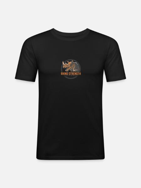 Rhino Strength-No Excuses Gym - Men's Slim Fit T-Shirt - black