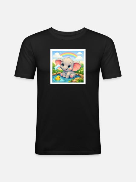 Elli l’Éléphant - T-shirt près du corps Homme - noir