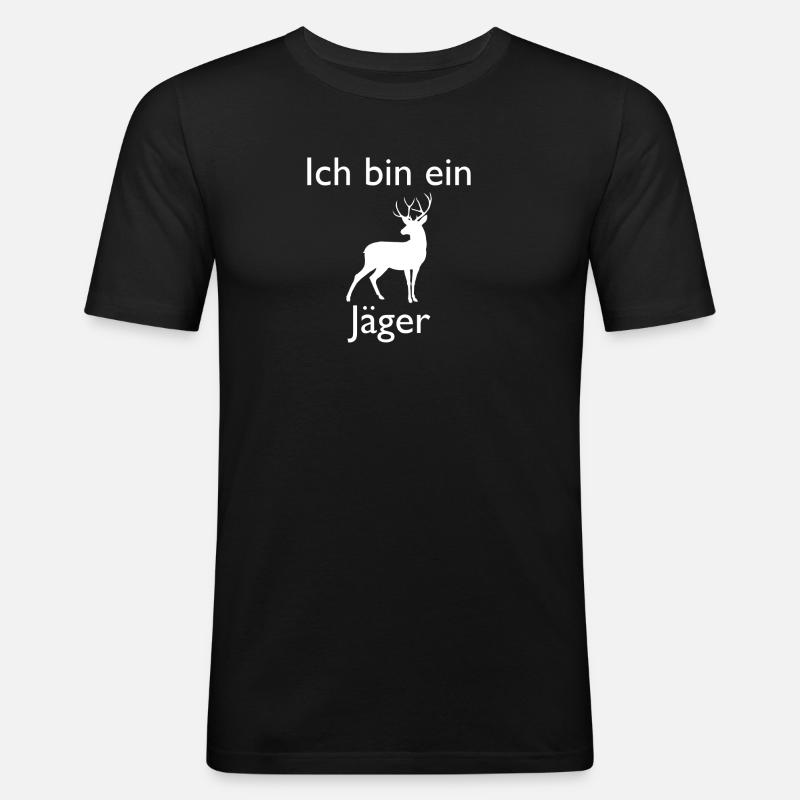 ich bin ein jäger - Männer Slim Fit T-Shirt - Schwarz