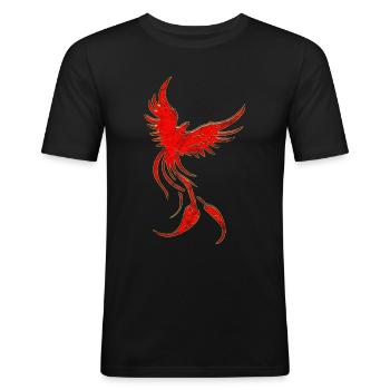 Feuervogel Phönix Grunge Feuertanz Jonglage Feuer - Männer Slim Fit T-Shirt - Schwarz - Vorne - Nik (191cm)