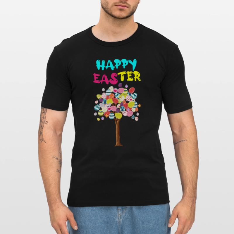 Happy Easter Egg Tree With Easter Rabbit Egg Männer Slim Fit T-Shirt