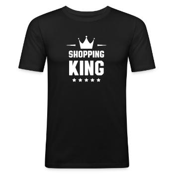 Shopping King - Männer Slim Fit T-Shirt - Schwarz - Vorne - Nik (191cm)