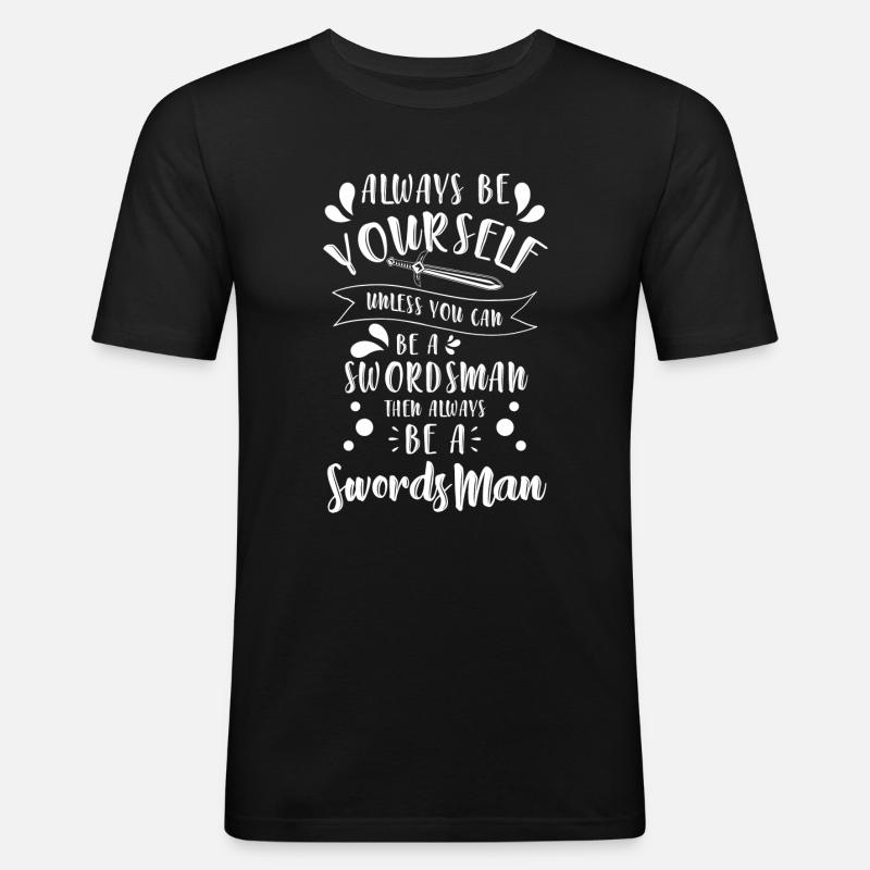 Krieger Säbel Duell - Männer Slim Fit T-Shirt - Schwarz