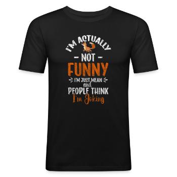 Fuchs Waldtier Niedlich - Männer Slim Fit T-Shirt - Schwarz - Vorne - Nik (191cm)