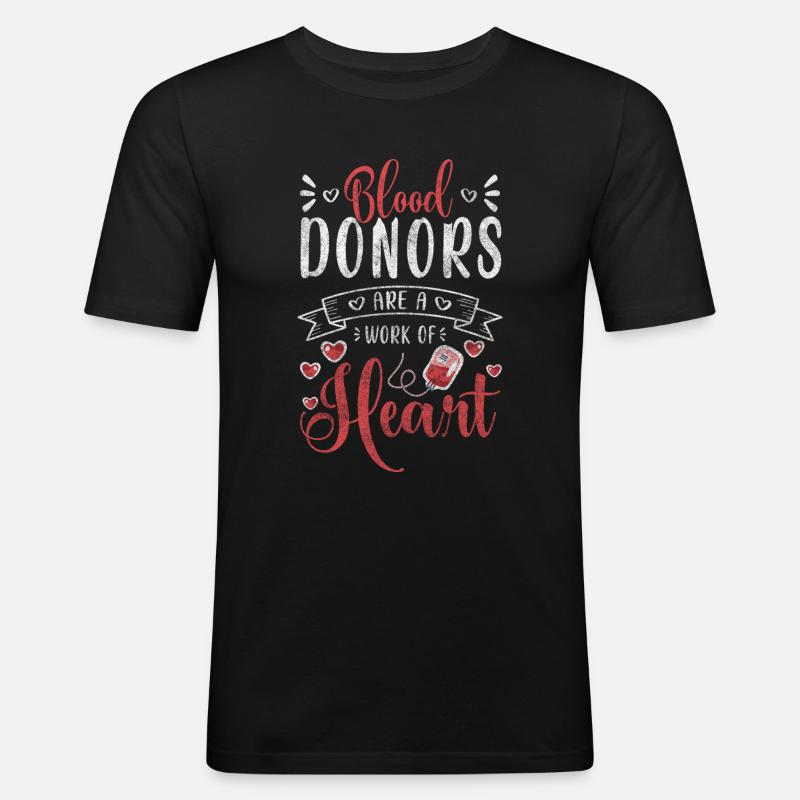 Blutspender Gemeinsam - Männer Slim Fit T-Shirt - Schwarz