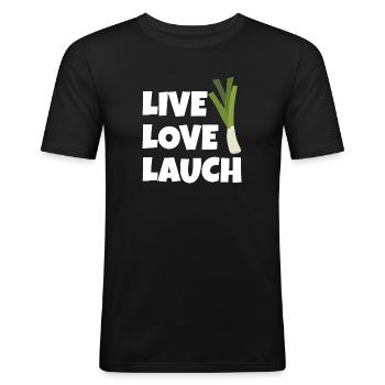 Live Love Lauch Fitness Leben als Lauch - Männer Slim Fit T-Shirt - Schwarz - Vorne - Nik (191cm)