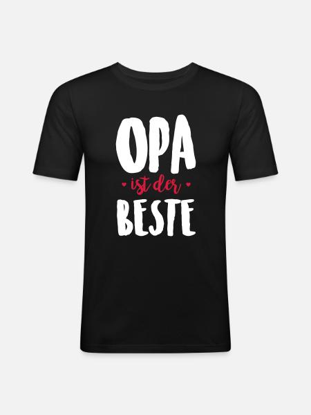 Opa ist der beste - Männer Slim Fit T-Shirt - Schwarz
