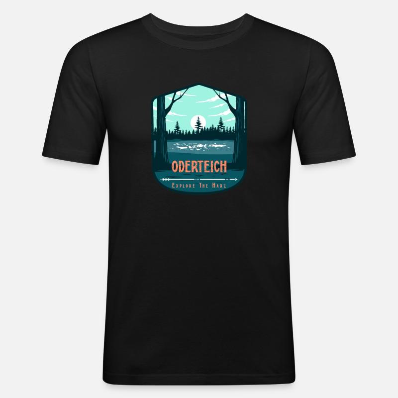 Südharz Merch - Oderteich - Männer Slim Fit T-Shirt - Schwarz
