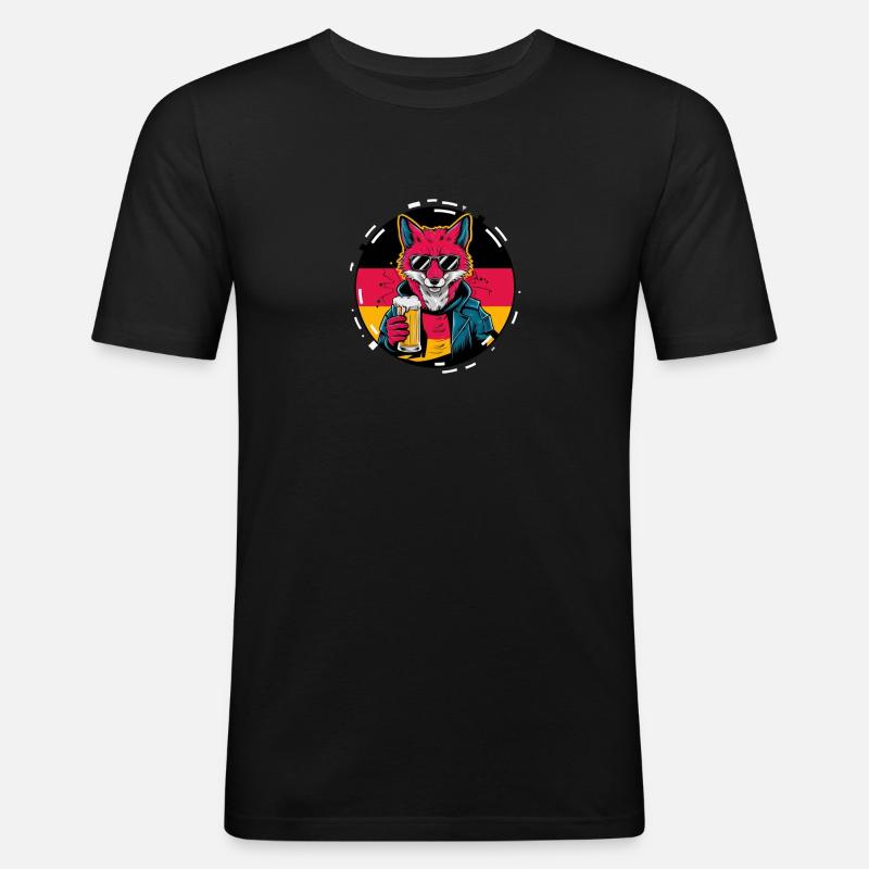Fuchs Bier Geschenk - Männer Slim Fit T-Shirt - Schwarz