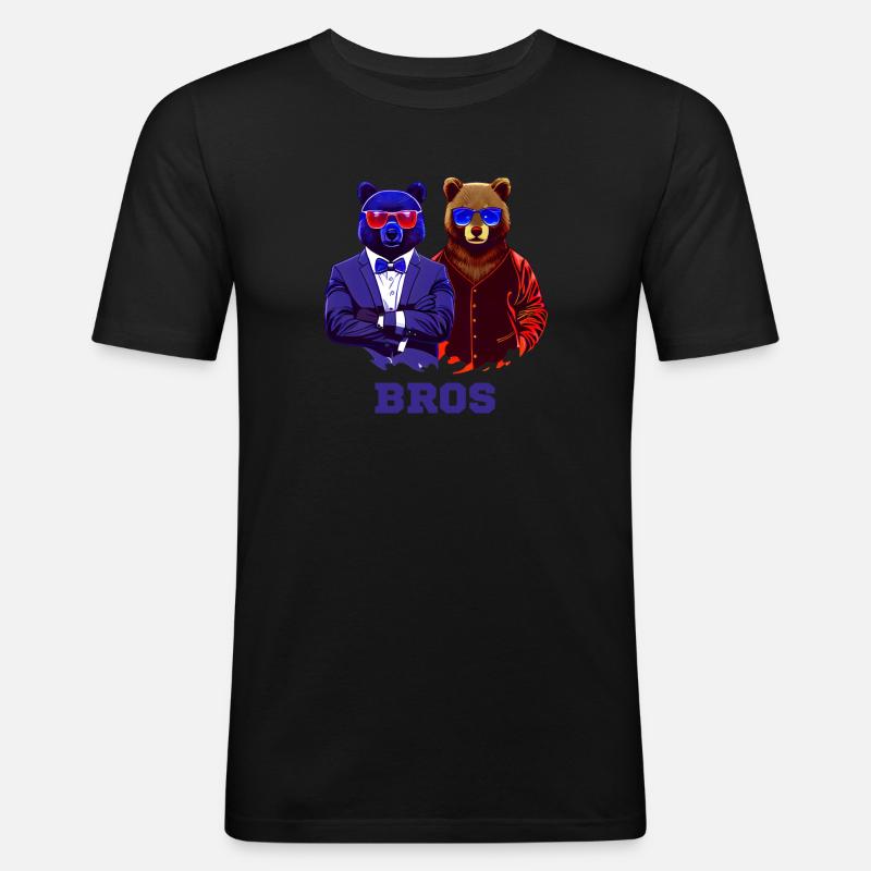 coole bros brüder bären - Männer Slim Fit T-Shirt - Schwarz