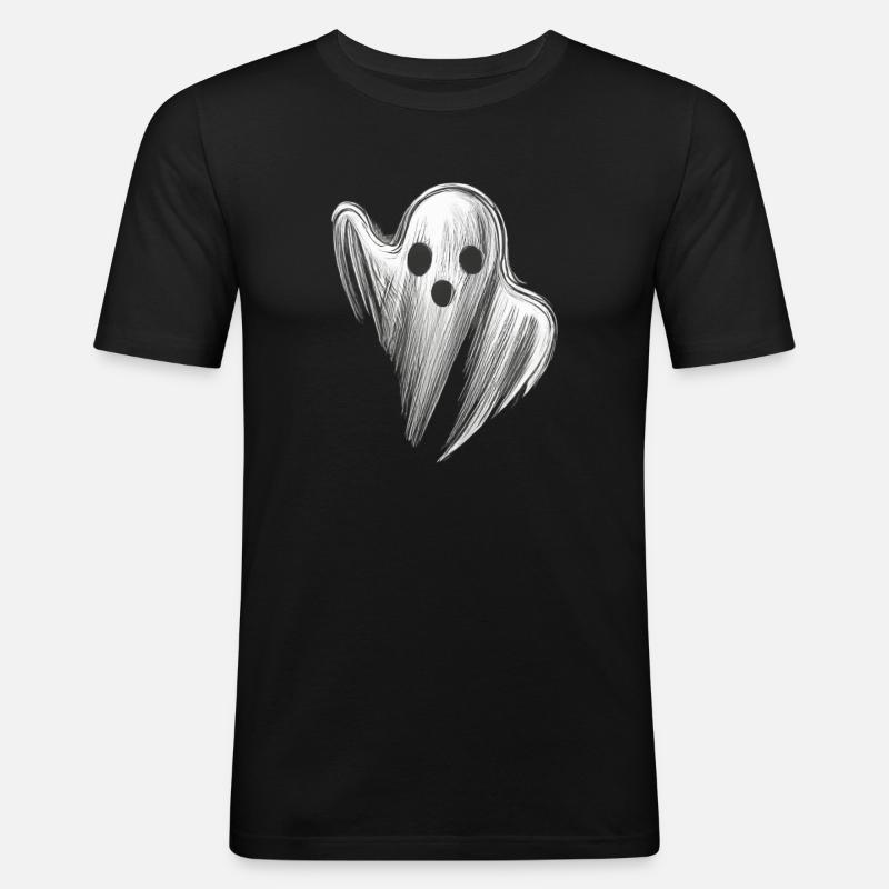 STILISIERTER GRUSELIGER GEIST - Männer Slim Fit T-Shirt - Schwarz