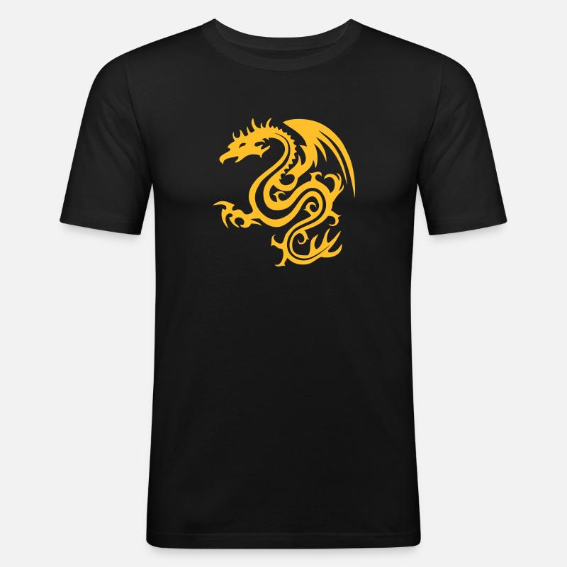 Drache - Männer Slim Fit T-Shirt - Schwarz