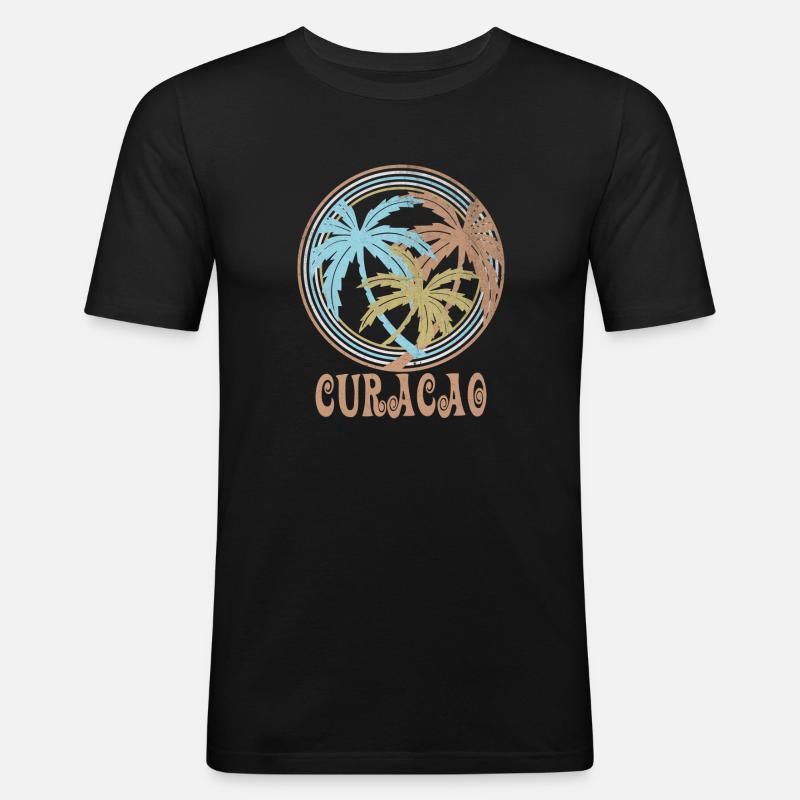 Curacao - Männer Slim Fit T-Shirt - Schwarz