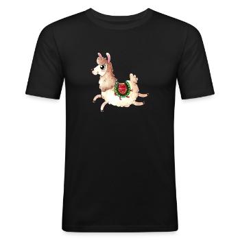Dessin animé sautant Lama - T-shirt près du corps Homme - noir - Devant - Nik (191cm)