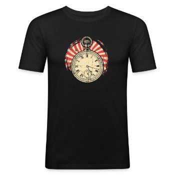 Uhrmacher Uhr - Männer Slim Fit T-Shirt - Schwarz - Vorne - Nik (191cm)