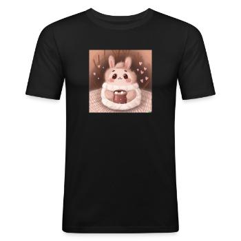Animal moelleux - T-shirt près du corps Homme - noir - Devant - Nik (191cm)