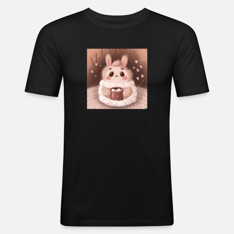 Fluffiges Tierchen - Männer Slim Fit T-Shirt - Schwarz