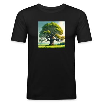 Ewige Eiche - Männer Slim Fit T-Shirt - Schwarz - Vorne - Nik (191cm)