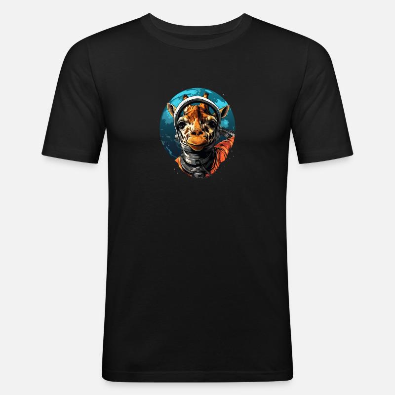 Space Giraffe 2 - Männer Slim Fit T-Shirt - Schwarz