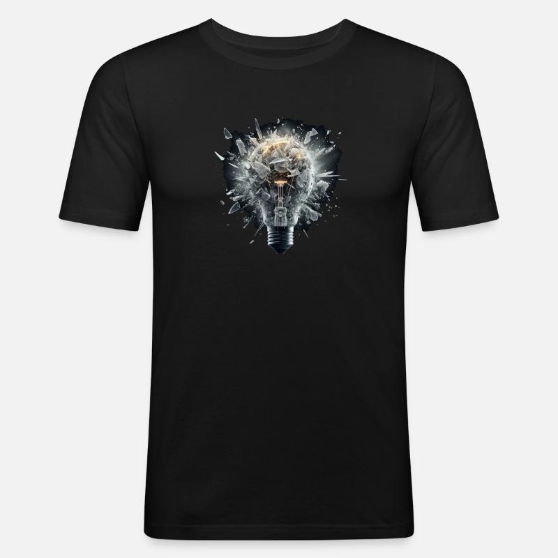 Explodierende Birne - Männer Slim Fit T-Shirt - Schwarz