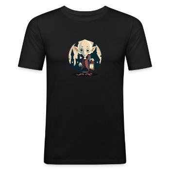 Peau de vampire - T-shirt près du corps Homme - noir - Devant - Nik (191cm)