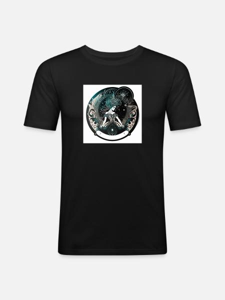 femme face signe verseau - T-shirt près du corps Homme - noir