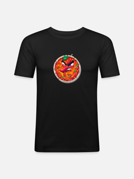 Pizza with Attitude - Men's Slim Fit T-Shirt - black