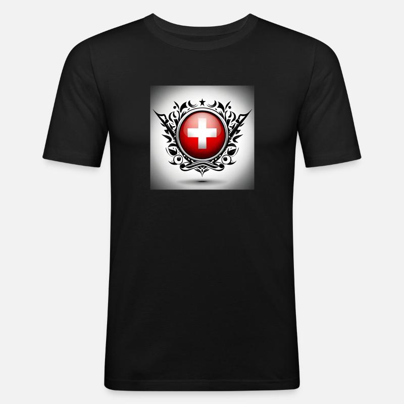 Schweizer Zeichen - Männer Slim Fit T-Shirt - Schwarz
