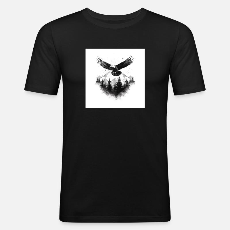 Adler - Männer Slim Fit T-Shirt - Schwarz