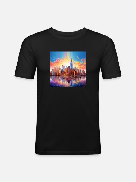 icecrusher New YorkSkyline Cartographic - Men's Slim Fit T-Shirt - black