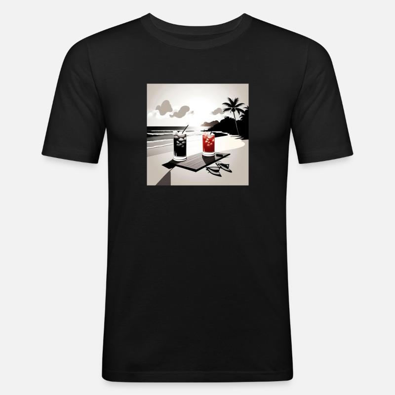 Two Drinks - Männer Slim Fit T-Shirt - Schwarz