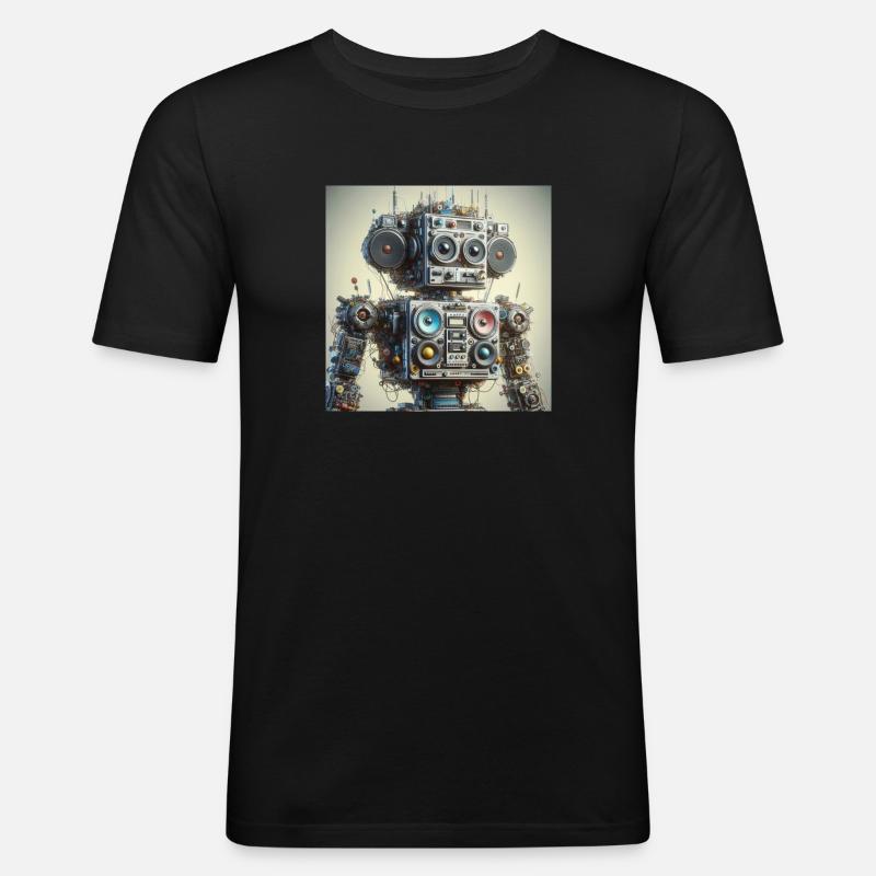 Roboter M3 - Männer Slim Fit T-Shirt - Schwarz
