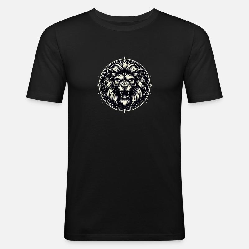 Leben wie ein Löwe - Männer Slim Fit T-Shirt - Schwarz