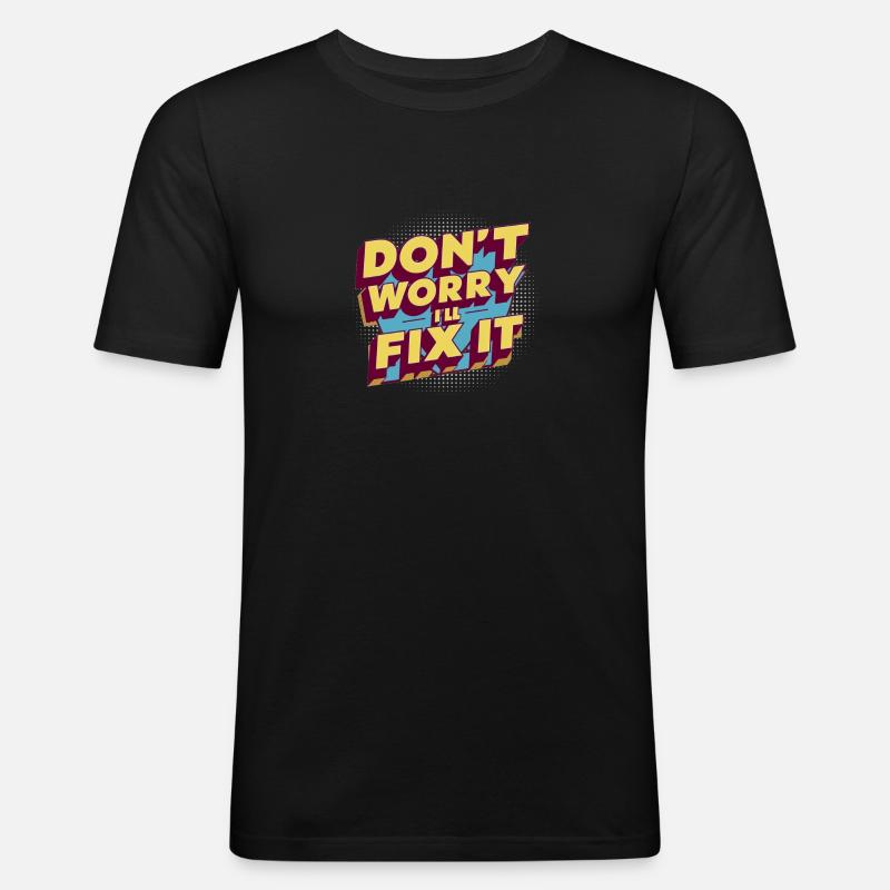 FIX IT - Männer Slim Fit T-Shirt - Schwarz