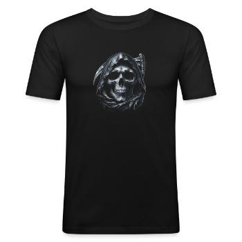Schädel des Schnitters - Männer Slim Fit T-Shirt - Schwarz - Vorne - Nik (191cm)