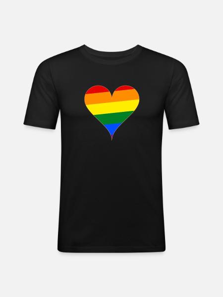 Heart rainbow flag gift - Men's Slim Fit T-Shirt - black