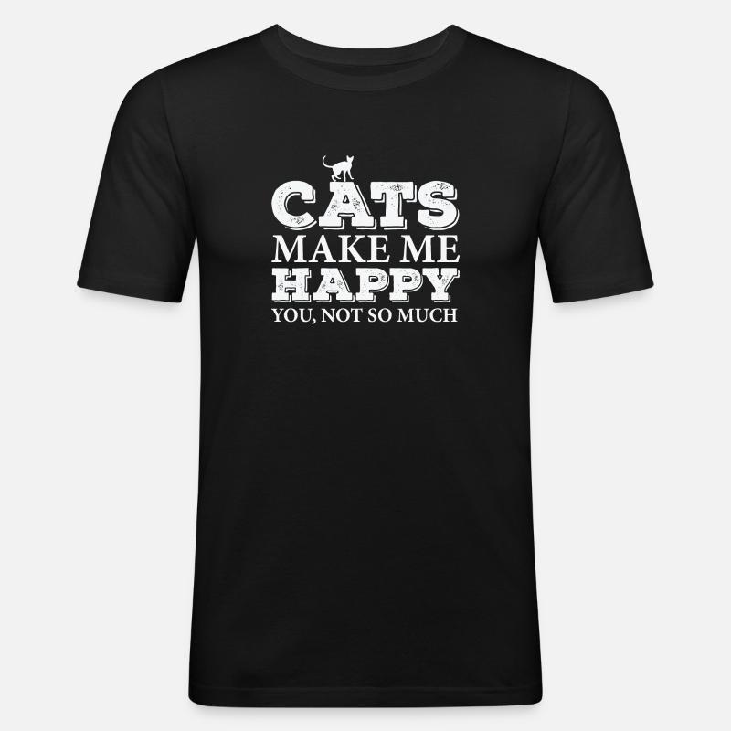 Lustige Katze - Männer Slim Fit T-Shirt - Schwarz