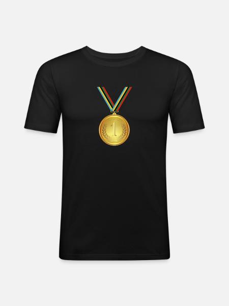 Gold Medal, Medal, Winner Winner - Men's Slim Fit T-Shirt - black