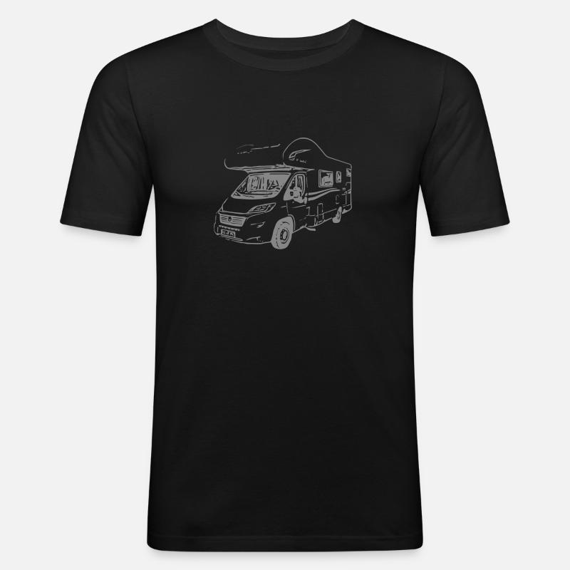 Wohnmobil Happy Caravan - Männer Slim Fit T-Shirt - Schwarz