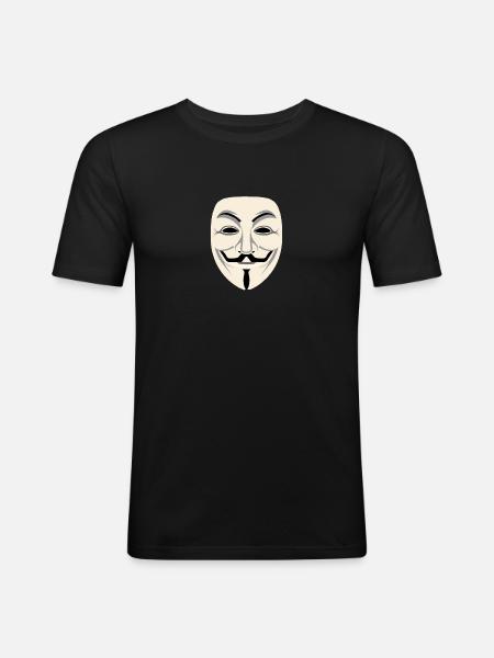 Anonymous Maske - Männer Slim Fit T-Shirt - Schwarz
