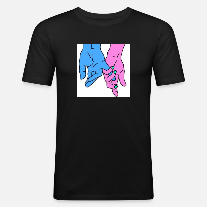 hands rosa - Männer Slim Fit T-Shirt - Schwarz