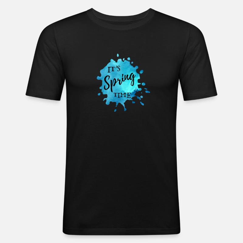 Farbklecks Blau "It's Spring Time" - Männer Slim Fit T-Shirt - Schwarz