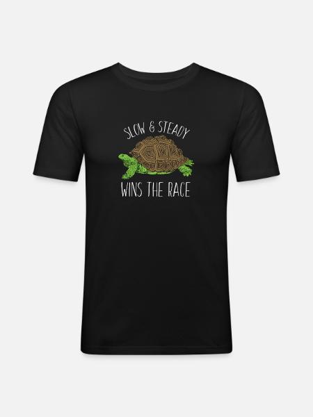 Tortoise - slow-steady - win - race - Men's Slim Fit T-Shirt - black