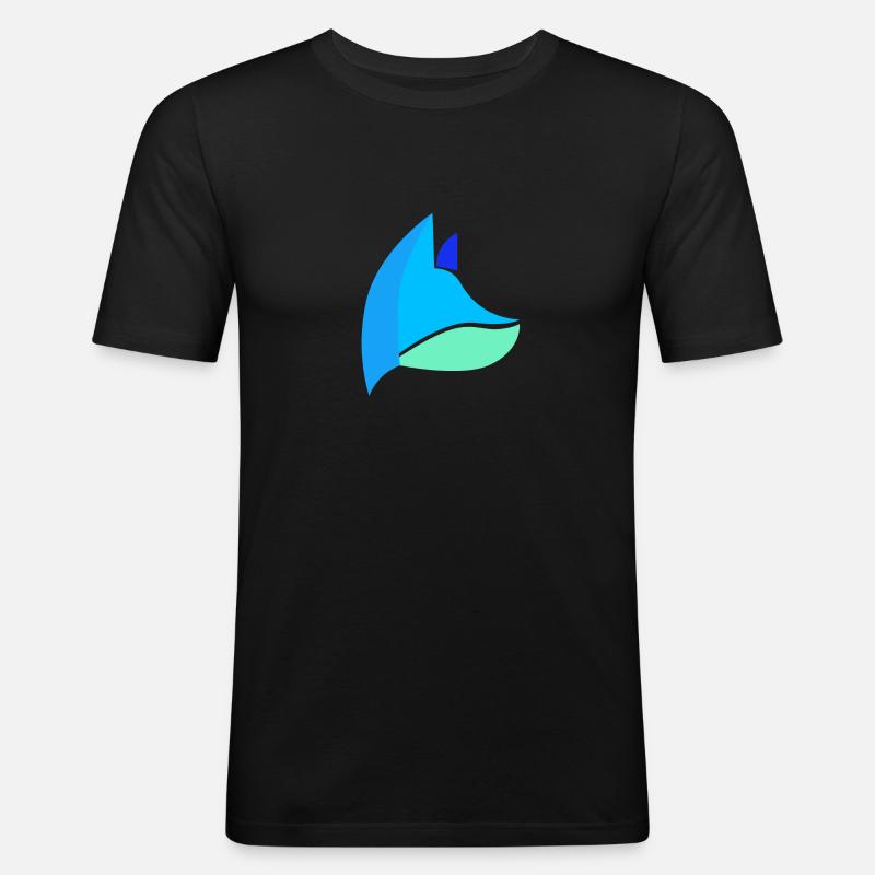 Fuchs blau - Männer Slim Fit T-Shirt - Schwarz