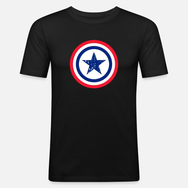 Stern Frankreich - Männer Slim Fit T-Shirt - Schwarz