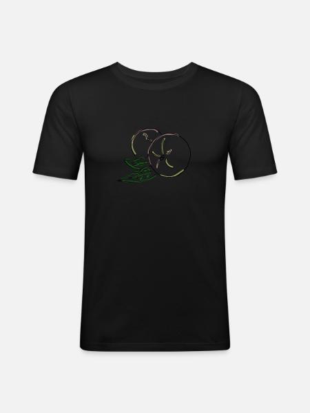 Pfirsich - Männer Slim Fit T-Shirt - Schwarz