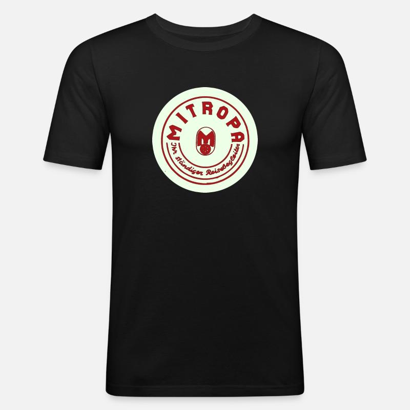 Mitropa - Ihr ständiger Reisebegleiter - Männer Slim Fit T-Shirt - Schwarz